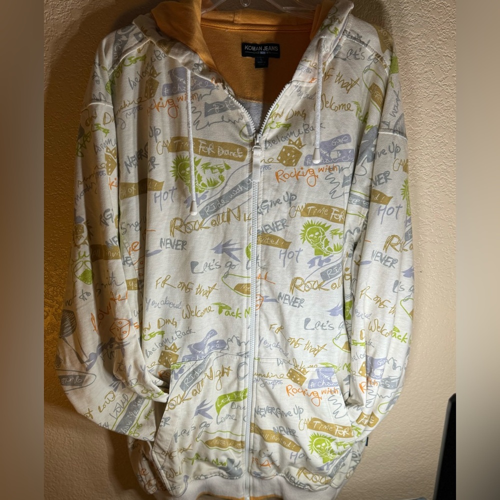 Men’s Koman Jeans Y2K Full Zip Hoodie Size Large